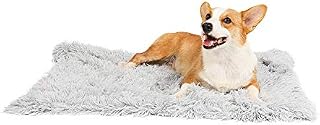 Soft Plush Dog Bed Mat, Washable Anti-Slip Pet Crate Pad for Medium and Large Dogs, Cozy Long Fur Pet Sleeping Cushion(Grey,S)