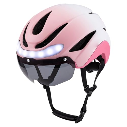 Casco de bicicleta inteligente con luces integradas y visera antivaho 4