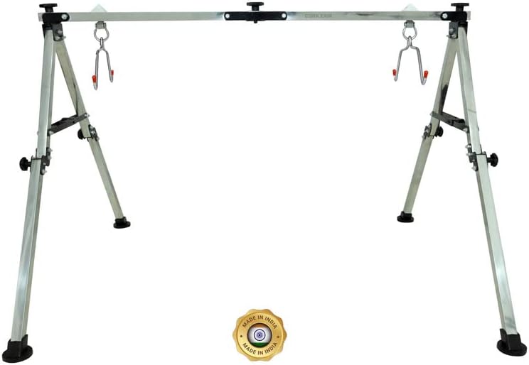 Cora NRI Stainless Steel Baby Boys and Girls Portable Folding Swing Cradle, with Free Baby Indian Style Cotton Hammock/Baby jhula/Baby Swing/Baby Cradle/ghodiyu/parna (Silver) CR107