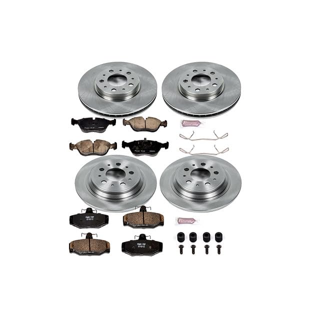 Image of PowerStop Front and Rear Brake Kit for Volvo V70 1998-99 - Z17 Ceramic Brake Pads & Disc Rotors Replacement, KOE2736