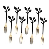 ULTECHNOVO 8 piezas Tenedores Pequeños para Postres y Frutas de Acero Inoxidable Negro Dorado Resistentes para Aperitivos Casa Bares Cafés y Fiestas
