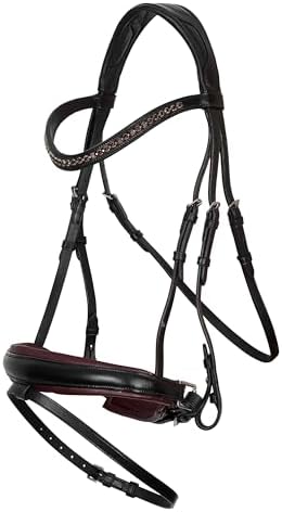 Imperial Riding IRH Fria Trense ohne Zügel, anatomisch geformt, weiche Schafslederpolsterung, Stirnband mit Strass, hochwertiges Büffelleder, inkl anatomischem Nasenriemen, Burgunder, Pony