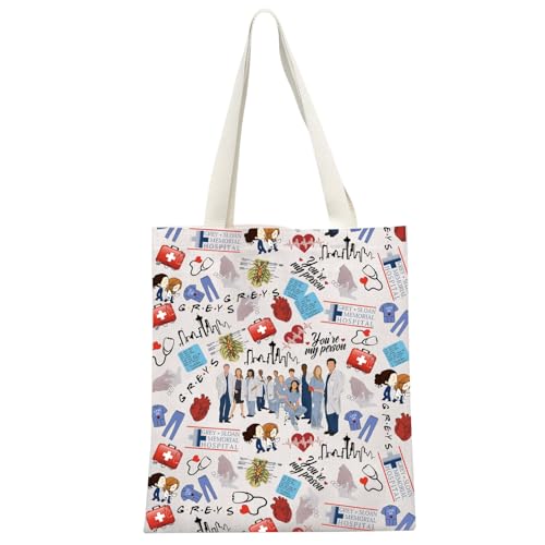 GJTIM TV Show Inspired Gift Doctor Fans Merchandise Zipper Pouch Funny Doctor Makeup Bag Gift (Grey's Pattern Tote)