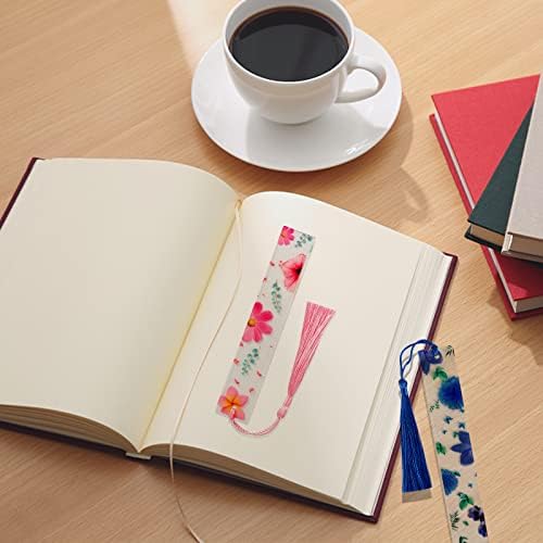 10Pcs Floral Bookmark Pressed Flower Bookmark Transparent Dried Flower Bookmark Reading Page Markers with Tassel Bookmarker for Women Readers Teachers Students School Classroom Reading Presents