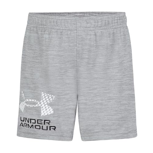 Under Armour Boys' Performance Tech Shorts, Elastic Waistband, Lightweight & Fast-Drying, Steel Tech Logo, 5