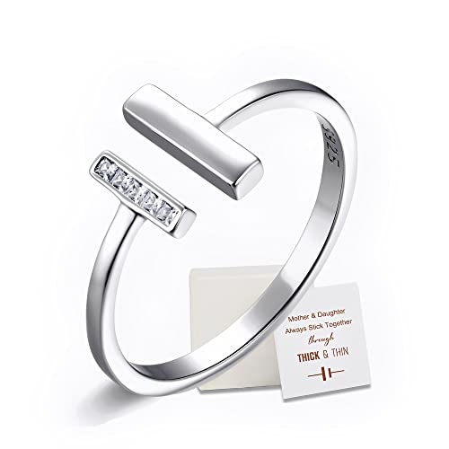 Eachstyle Mother Daughter Rings, Mother & Daughter Thick And Thin Ring For Women, Teen Girls, Friends, Mothers Day Birthday Anniversaries Graduations Christmas Jewelry Gifts (Adjustable 6) #TOP9