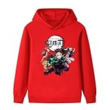 [WPOKXNZ] 鬼滅の刃 パーカー 長袖シャツ スウェットパーカー 子供用 プルオーバー ユニセックス ジュニア かわいい柄 柔らかい カジュア 保温 トップス 140CM