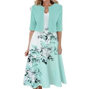 Women’s 2024 Summer Dresses Trendy Floral Printed Sundress with Cover Ups Two Piece Dress Sets Flowy Beach Boho Work Dress