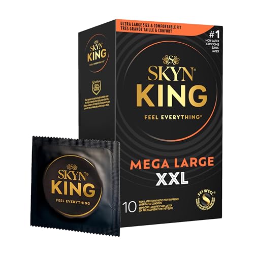 SKYN King Mega Large XXL Non-Latex Lubricated Condoms, 10 Count – Comfortable Fit