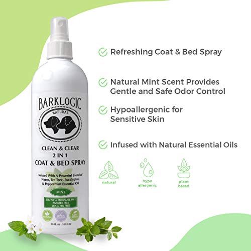 Barklogic - 2In1 Dog/Puppy Coat & Bed Spray - Sensitive Skin - Hypoallergenic - Infused With Essential Oils - Refreshing Natural Scent - Spray On Pets & Household Items - Made In Usa - 16 Oz - Mint #TOP2