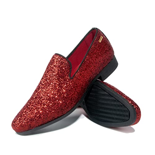 ALLY UNION MAKE FORCE Mens Glitter Loafers Dress Slip on Party Wedding Penny Smoking Sparkly Shoes2