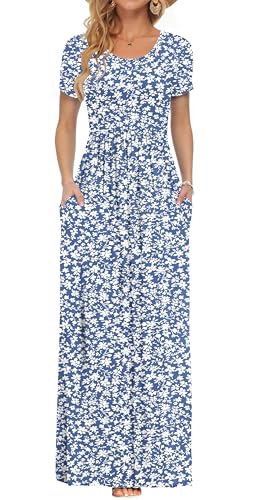 Image of AUSELILY Women's Classic Short Sleeve Loose Plain Casual Long Maxi Dresses for Women 2026