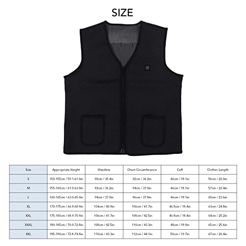 Colete aquecido, colete aquecido elétrico tecido de mergulho lavável decote em V poliéster para casa