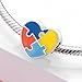 Puzzle Charm 925 Sterling Silver Autism Awareness Love Heart Family Birthstone Letter Clourful DIY Anniversary Charm for Pandora Charm Bracelet (D)