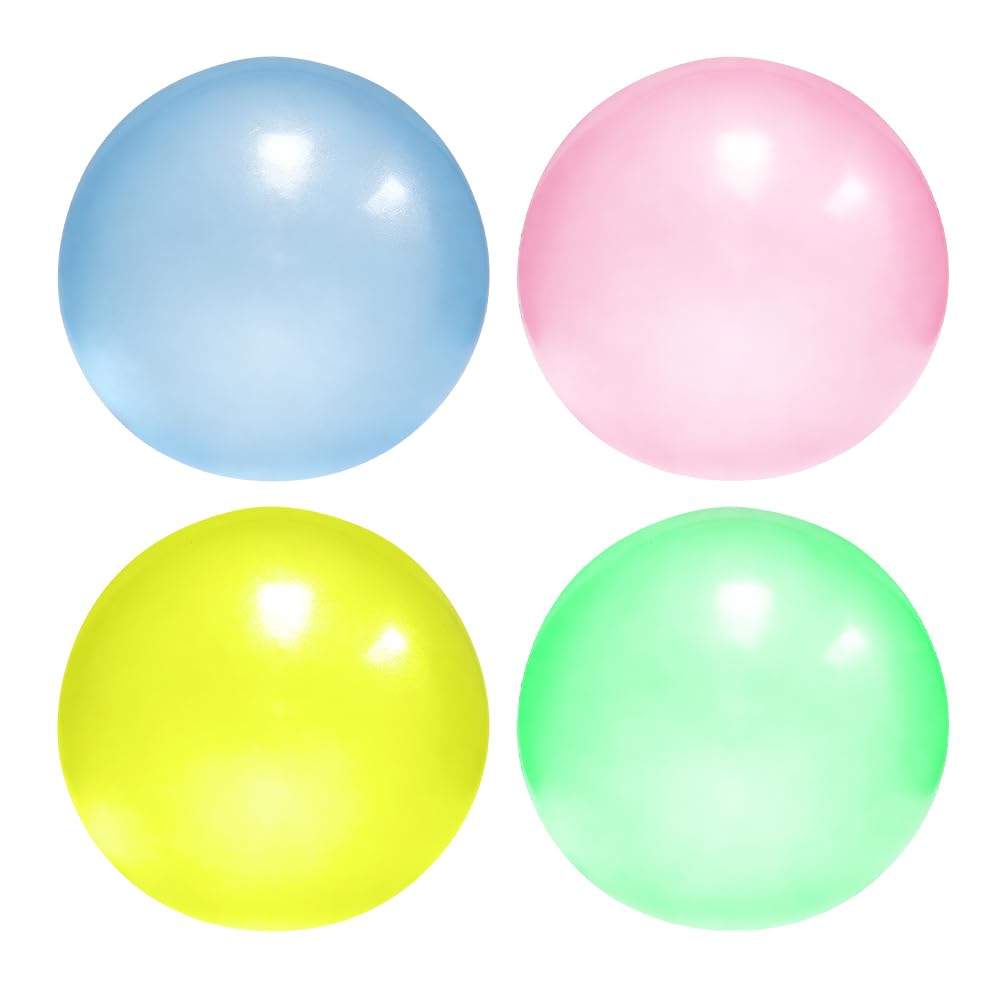 4 Pezzi Palla Gonfiabile, 120cm Palloni Gonfiabili Giganti, Palloncini Trasparenti, Giganti TPR Pallone Gonfiabile Gigante per Feste All'Aperto con Palloni da Spiaggia (Blu,Rosa,Verde,Giallo)