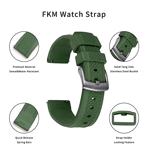 Jwnspa Rubber Fkm Watch Straps 20Mm 22Mm Quick Release Watch Bands For Men (Green, 20Mm) #TOP1
