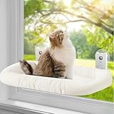 PRITOK Hamac pour chat : hamac stable pour chat avec housse épaisse amovible, lit pliable pour chat avec ventouses stables jusqu'à 18 kg, blanc