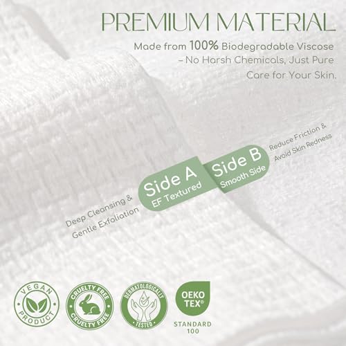 Zenatia 100 Count (2-Pack) Face Towels, 12" × 12" XXL Disposable Face Towel for All Skin Types Makeup Remover & Travel Use Clean Towels Healthy Aging Super Soft Dry Wipes with Magnetic Closure Box — view 6