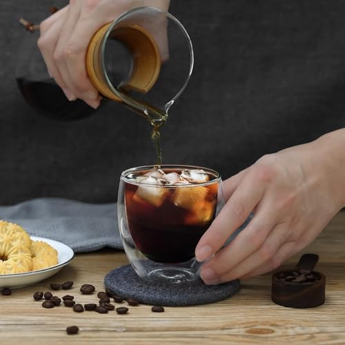 Image of Double Wall Glass Coffee Mugs - Glass Double Layer Tea & Coffee Cup Double Walled Glass Mugs for hot & Cold Drinks Coffee Tea Milk cappuchino Juice (250ML Mug, 2 Pieces) (MCV-2)