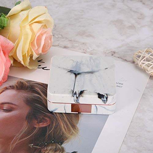 Étui à lentilles de surface de contact en marbre, Kit de voyage portable Miroir Récipient de trempage de mode Mini flip top Ensemble de soins des yeux Boîte de miroir pour voyage et maison(Or rose) - Image 8