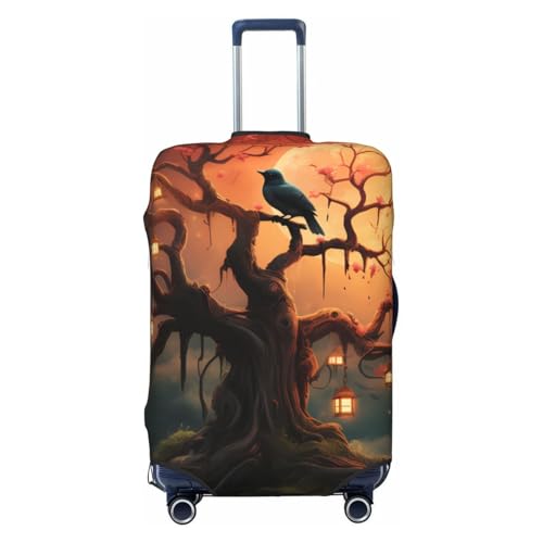 Travel Luggage Cover Mysterious Tree Birds Spandex Suitcase Protector Washable Baggage Covers Fashion Elastic Scratch-Resistant Luggage Cover Protector Fits 18-32 Inch Luggage