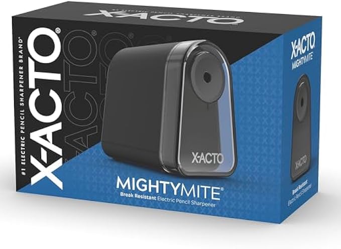 X-ACTO Mighty Mite Electric Pencil Sharpener, Black/Silver (19501/19501X)
