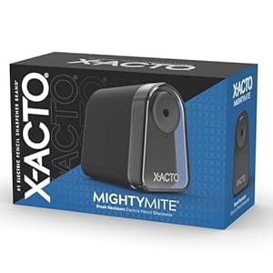 X-ACTO Sacapuntas eléctrico Mighty Mite, con Pencil Saver®, motor SafeStart®, color negro, 1 unidad, para el hogar, oficina, escuela, suministros para profesores