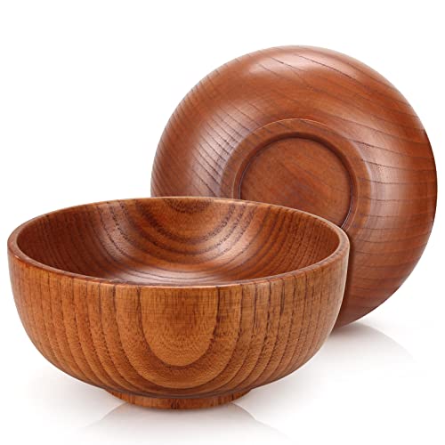 Hilislog Best Handmade Wooden Bowl Salad Serving Bowls 6.7" Small Wood Cereal Bowl For Salad Fruit Soup Bowls Decorative Bowl For Kitchen Single Bowl #TOP6