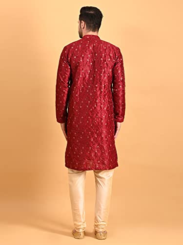 Image of Uri and MacKenzie Embroidery Silk Men's Kurta Pyjama Set