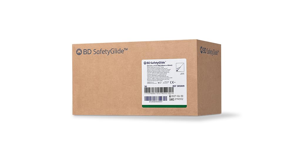 BD SafetyGlide Needle, 21 G x 1 1/2 in. with 3 mL Syringe, #305909, (50 Count)