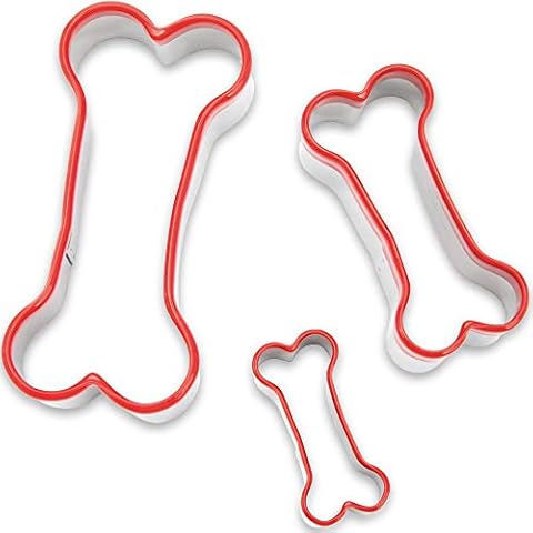 3 Pieces Dog Bone Cookie Cutters Set, Dog Treats Cookie Cutter, Dog Bone Shapes Cutters, Homemade Dog Biscuit Treats Cutters, Coated with Soft PVC for Protection, 2.4" 3.2'' 3.9'' Cover