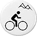 Mountain Biker/Biking Bicycling Symbol Sign 1.25â€ Button Pin Black & White