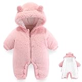AiWMGL Newborn Baby Bear Outfit Suit 0-3 Months Girls Boys Thickened Fleece Jumpsuit Romper Hooded Winter Snowsuit Clothes