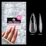 UNA GELLA Long Stiletto Nail Tips 504PCS, Full Cover Pre-Etched Long Stiletto Clear Fake Nails Tips, Sturdy Acrylic Press on Nails, No C Curve Soft Gel Tip for Nail Extension DIY Nail kit 12 Sizes