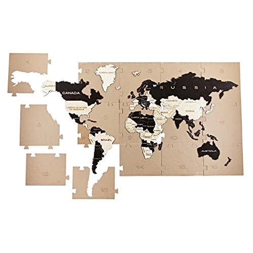 Active puzzles puzzle de madera de mapa mundial con piezas de diferentes disenos 120 x 66 cm 45 piezas