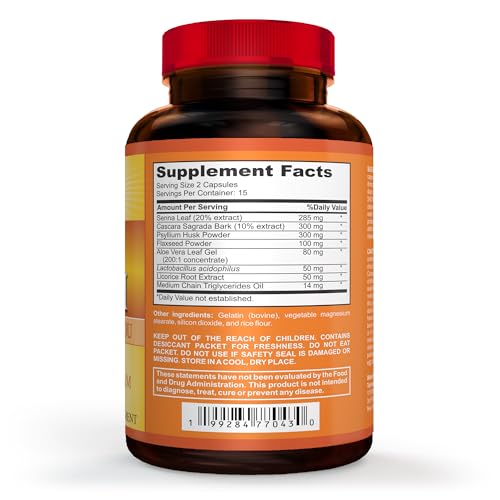 Foto de ASTRALYTE Renacimiento de colon - Clean Reset - Programa de desintoxicación de colon - CASCARA Sagrada- Hoja de sena - Cáscara de PSYLLIUM - Linaza - Aloe Vera - Estimulador del intestino inferior (imagen 3)