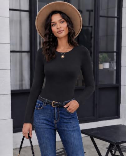 Women Long Sleeve Tops 3 Pack Thermal Micro Fleece Shirts Fall Fitted Tee - 2