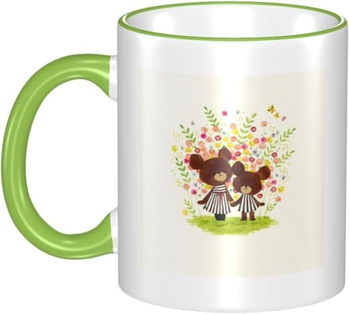 男女贈り物くまのがっこう9 耐熱カップ セラミック ティーカップ 陶器 マグ マグカップ コーヒーカップ かわいい セラミック おしゃれコップ かわいい 景品 マグ 贈答品 Green