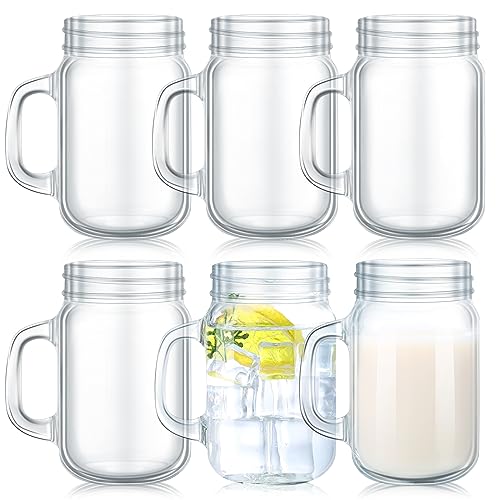 12 oz Mason Jar Drinking Glasses with Handles (6 Pack)
