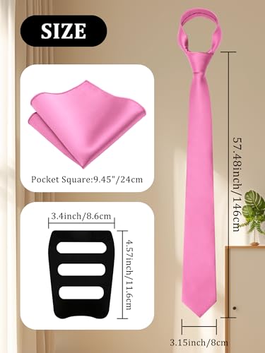 Image of Mantieqingway Black Tie Sets for Men Classic Solid Color Tie Handkerchief Pocket Square Holder Formal Graduation Wedding