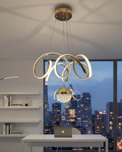 Image of swanart Fiberglass Vortex Contemporary Chic Profile Pendant Light - LED Hanging Fixture Ideal for Residential and Professional Spaces
