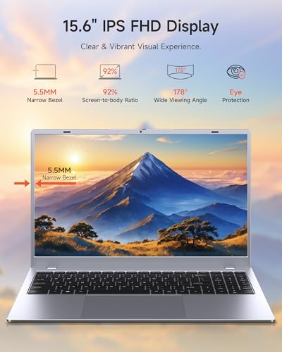 Image of 15.6 Inch Laptop Computer, 16GB RAM 512GB SSD, Pentium Gold 6500Y, FHD IPS Display, Student Laptop for Work & Study, WiFi 5, Bluetooth 5.0, HDMI, Type-C