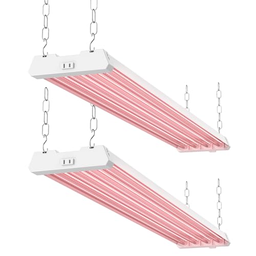 Sunco 4FT LED Grow Lights Full Spectrum for Indoor Plants 80W Integrated Suspended Fixture, Plug in Linkable, for Indoor Greenhouse Year Round Plant Seedling Grow Lamp Super Bright 2 Pack - Best Fluorescent Grow Lights