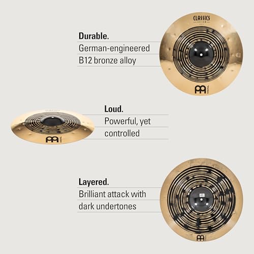 Meinl Classics Custom Dual 20 Zoll Ride (Video) Schlagzeug Becken (50,80cm) B12 Bronze, Dunkles und Brilliantes Finish (CC20DUR)