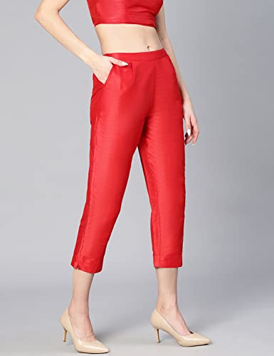 Image of oxolloxo Women Soild Dupion Silk Elasticated Pant