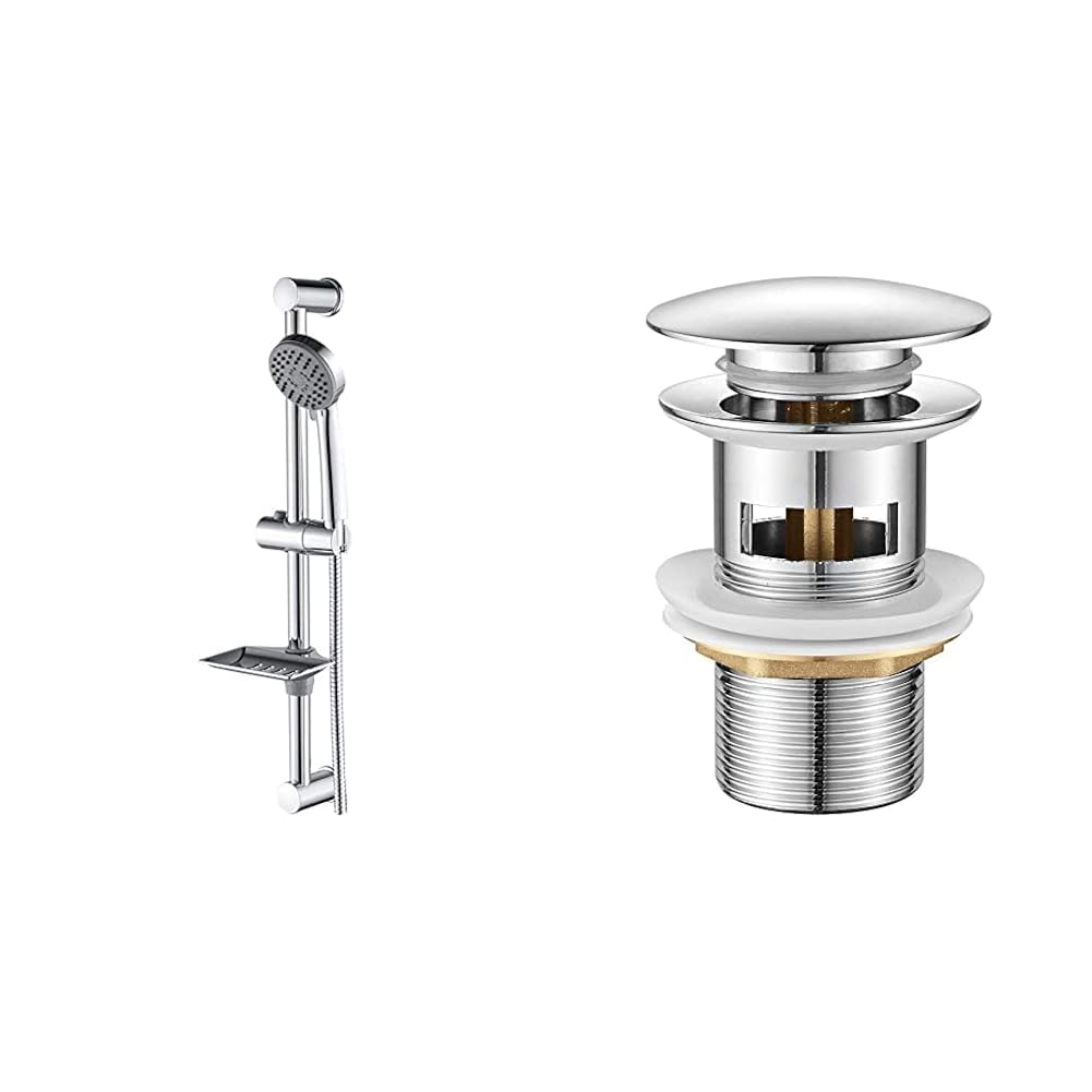 Barre de douche avec porte-savon et bonde pop up pour rénover la salle de bain
