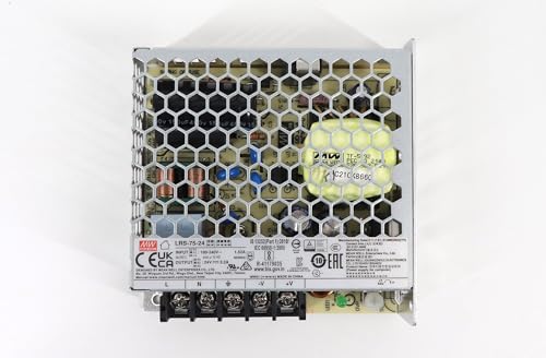 Eurekaled Meanwell Netzteil 75W 24V, Modell LRS-75-24 Switching, Konstantspannung, nicht wasserdicht IP20, AC Trafo 220 V bis DC 24 V, kompatibel mit Strip LED, Artikelnummer: 0175