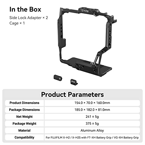 Smallrig X-H2 X-H2S Camera Cage For Fujifilm X-H2 / X-H2S With Ft-Xh/Vg-Xh Battery Grip, Video Making Camera Rig With Cold Shoe Mount And Nato Rail - 3933 #TOP7