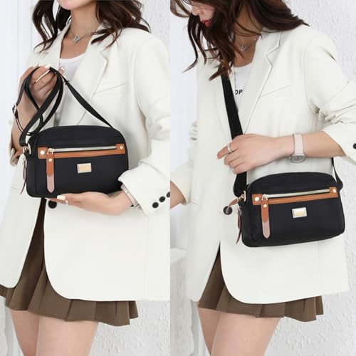 Popularate Nylon Crossbody Bag,Waterproof Fashion Multi Classic Luxury Pockets Shoulder Bags Purses for Women with Zipper3