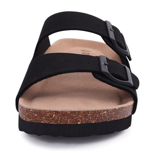 Image of ODOLY Unisex Comfortable Cork Footbed Slide Sandals with Arch Support | Adjustable Buckle, Lightweight Summer Sandals for Travel and Everyday Wear